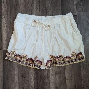 L Raya Sun White Breezy Bottoms Linen Shorts
